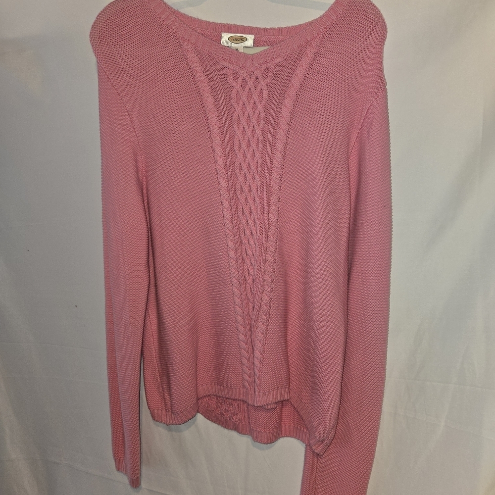 Talbots Pink Crew Neck Sweater with Textural Knit - Picture 2 of 5